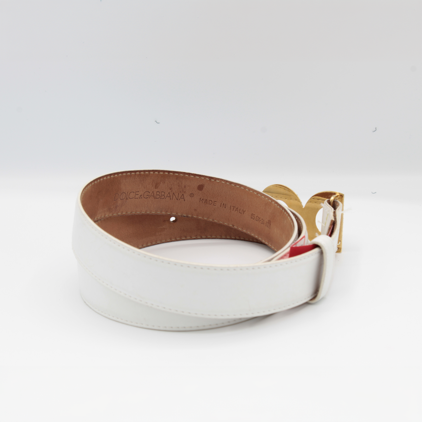Dolce & Gabbana White Leather Belt