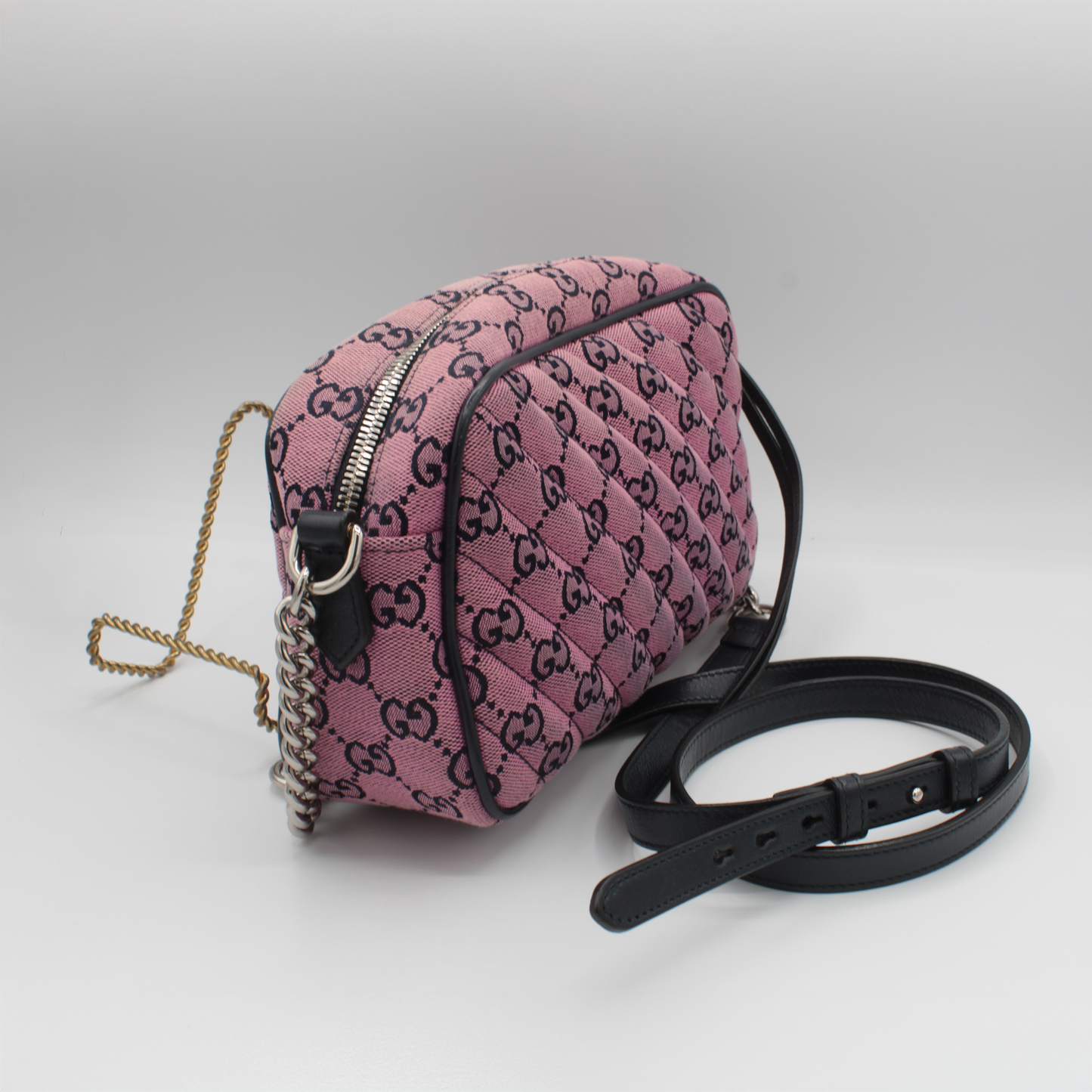 Gucci GG Marmont Shoulder Bag Pink Original Quilted Canvas Small