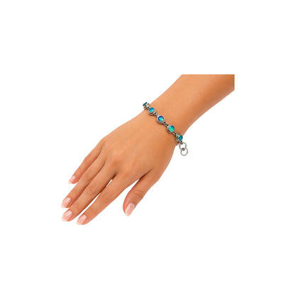 BARBARA SUCHERMAN STERLING SILVER DICHROIC GLASS LINK BRACELET