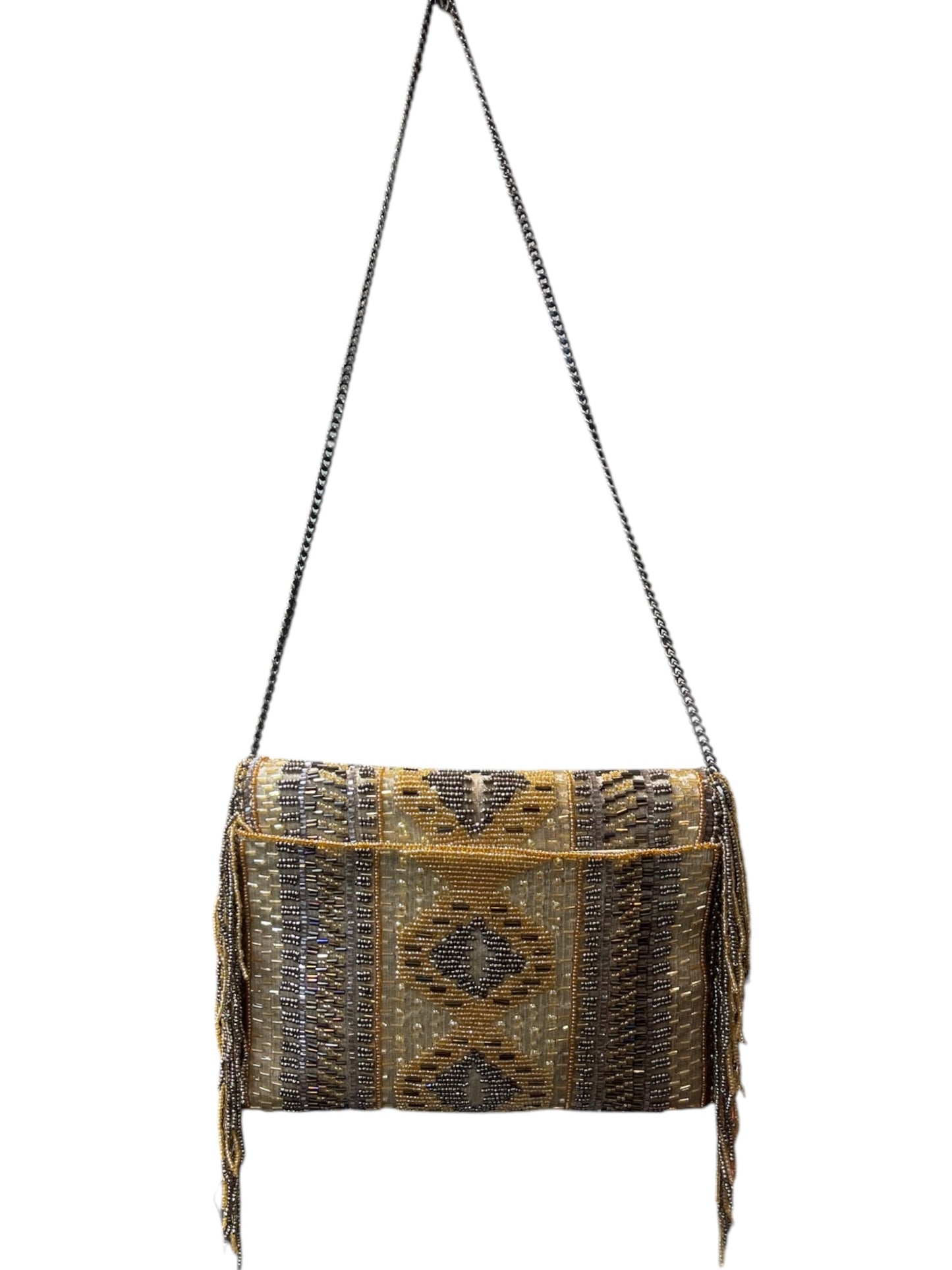 Mary Frances Grey/Gold Beaded Small Crossbody Bag