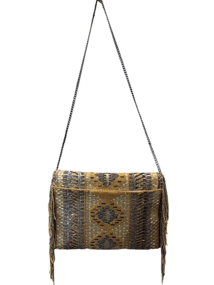 Mary Frances Grey/Gold Beaded Small Crossbody Bag