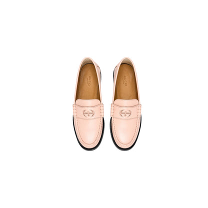 Gucci Pink Leather Loafers Size 37.5 EU