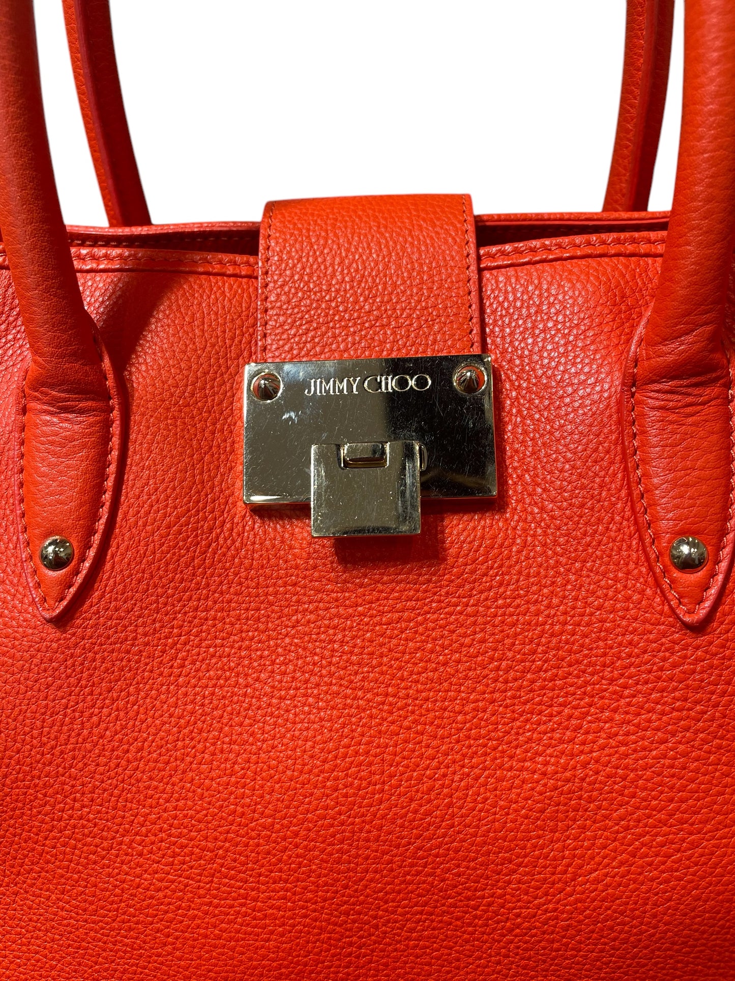 Jimmy Choo Raina Orange Leather Tote Handbag