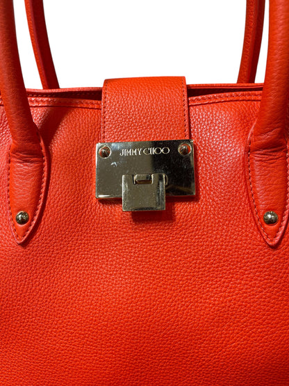 Jimmy Choo Raina Orange Leather Tote Handbag