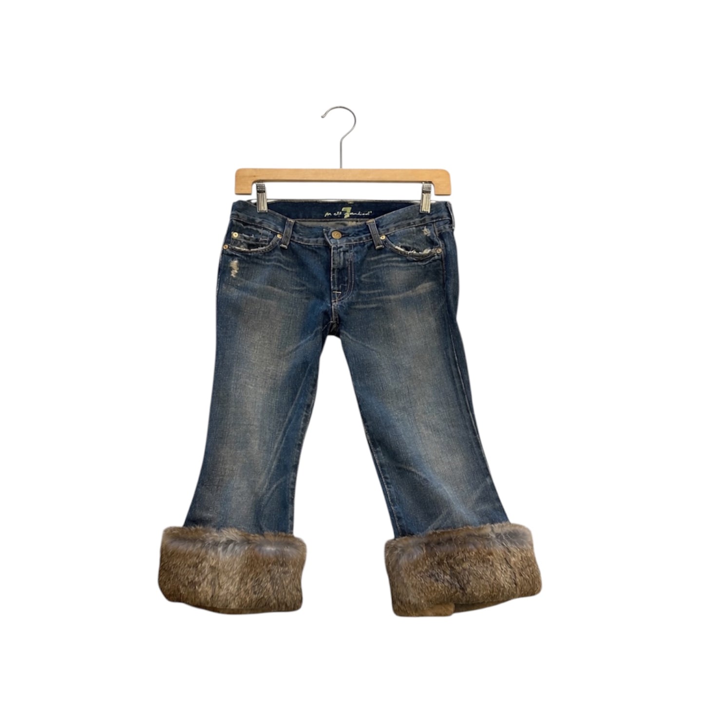 7 For All Mankind Blue Fur Hem Jeans