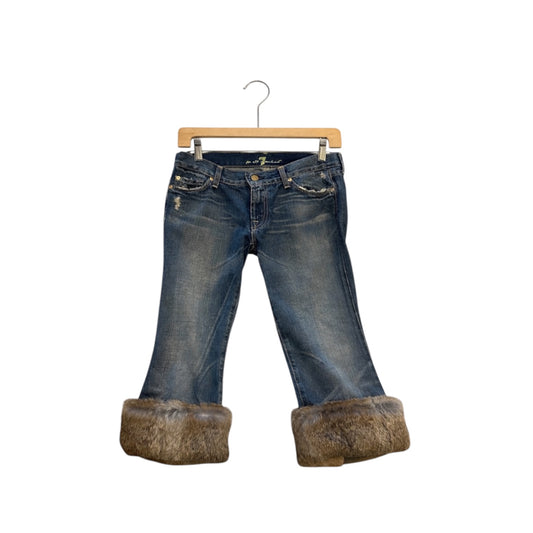 7 For All Mankind Blue Fur Hem Jeans