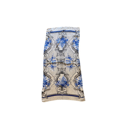 Roberto Cavalli Blue Baroque Floral Silk Scarf