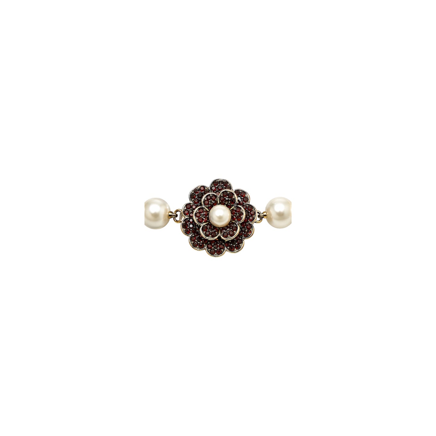 Carolee Vintage Faux Pearl Necklace Floral Rhinestone Clasp