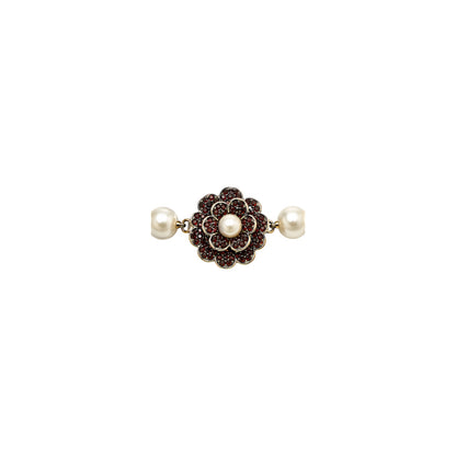 Carolee Vintage Faux Pearl Necklace Floral Rhinestone Clasp