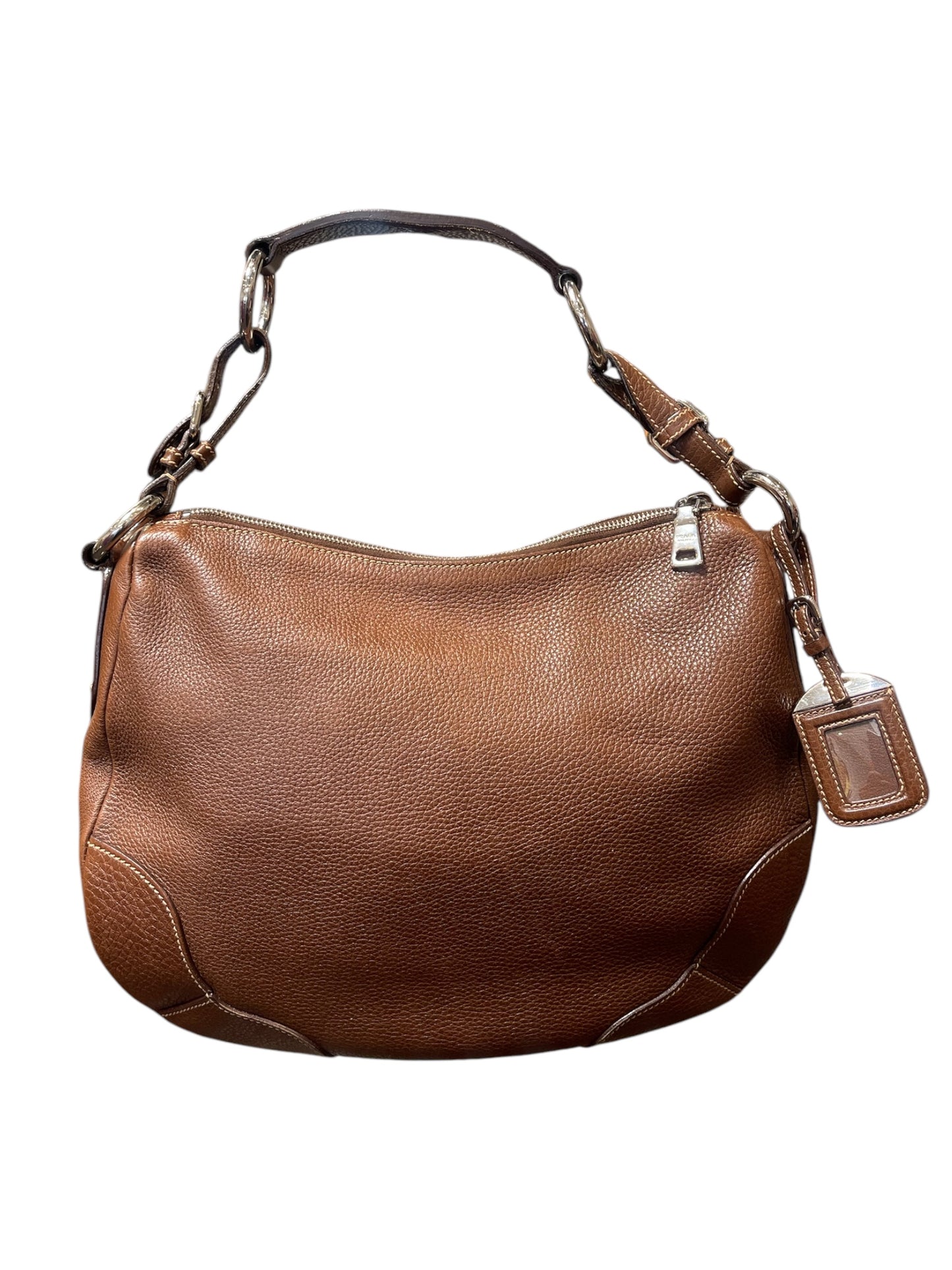 Prada Brown Vitello Daino Hobo Bag