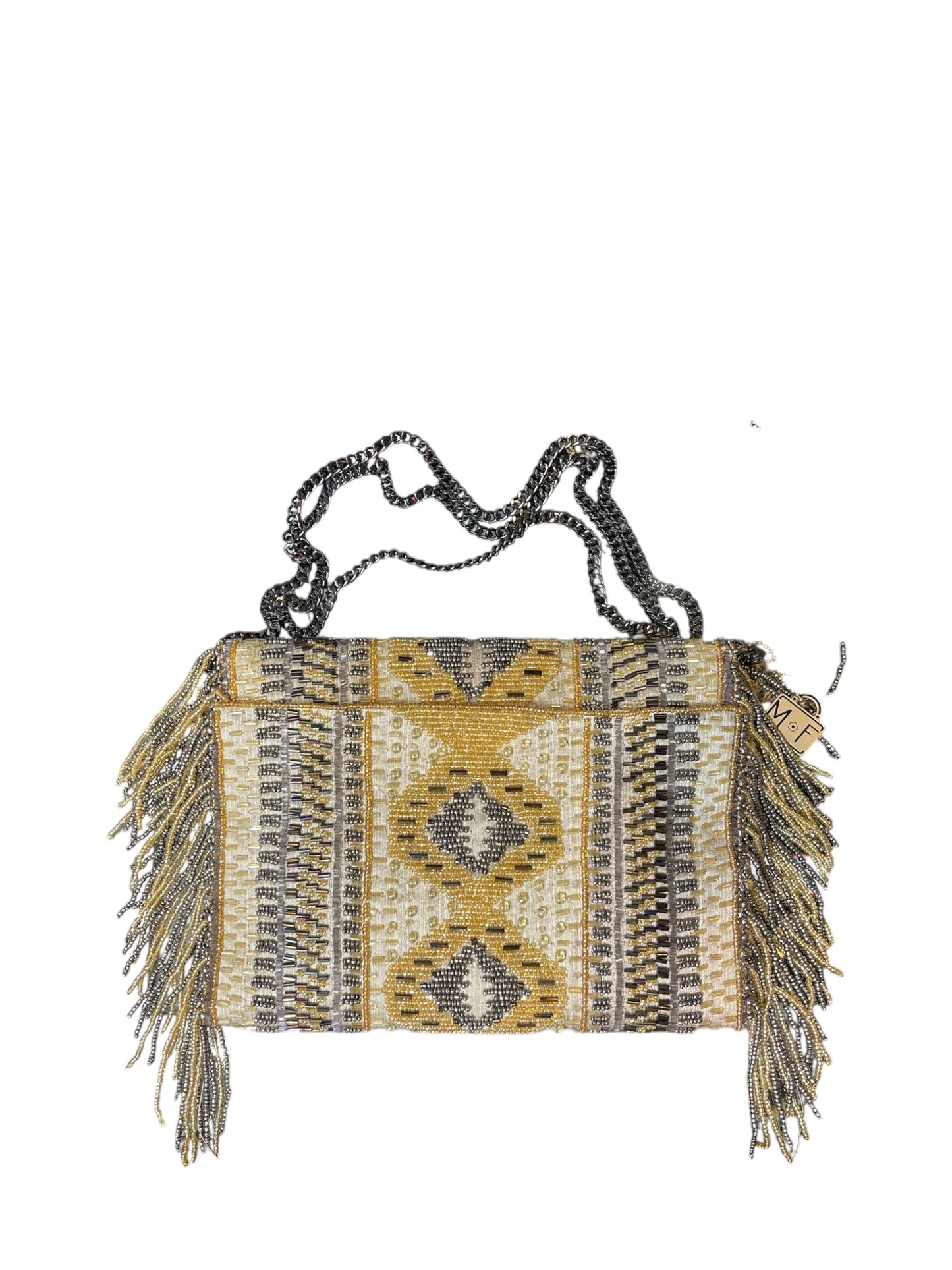 Mary Frances Grey/Gold Beaded Small Crossbody Bag