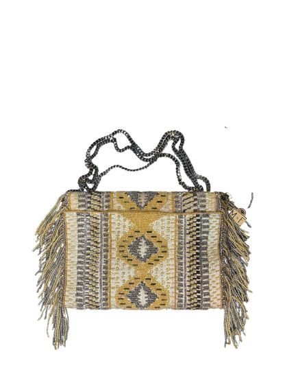 Mary Frances Grey/Gold Beaded Small Crossbody Bag