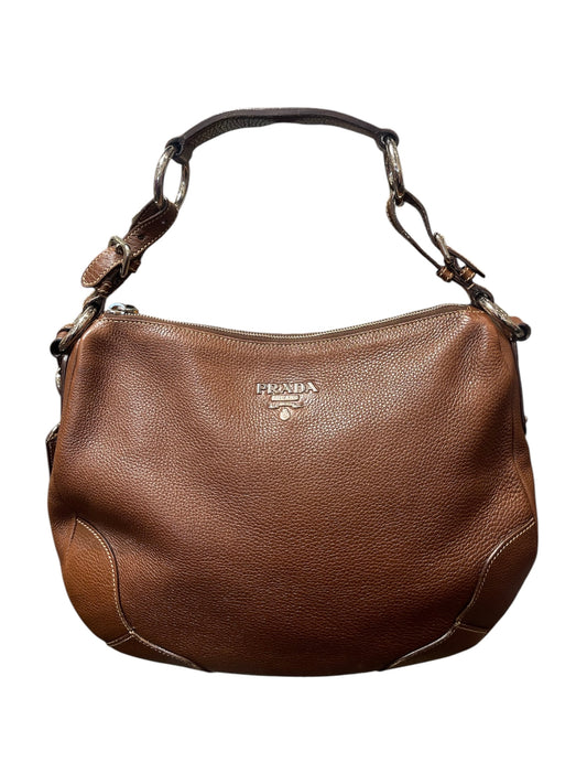 Prada Brown Vitello Daino Hobo Bag