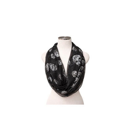 Alexander McQueen Black Sheer Metallic Skull Scarf