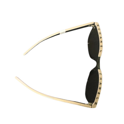 Chanel Cat Eye With Black Frame And Ivory Trim Accents Sunglasses
