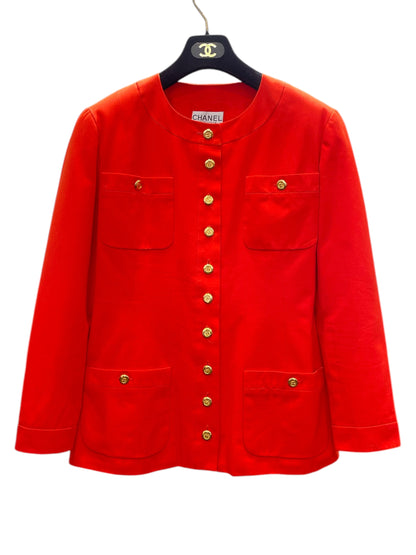 1993 Vintage Chanel Tangerine Skirt Suit Set XL