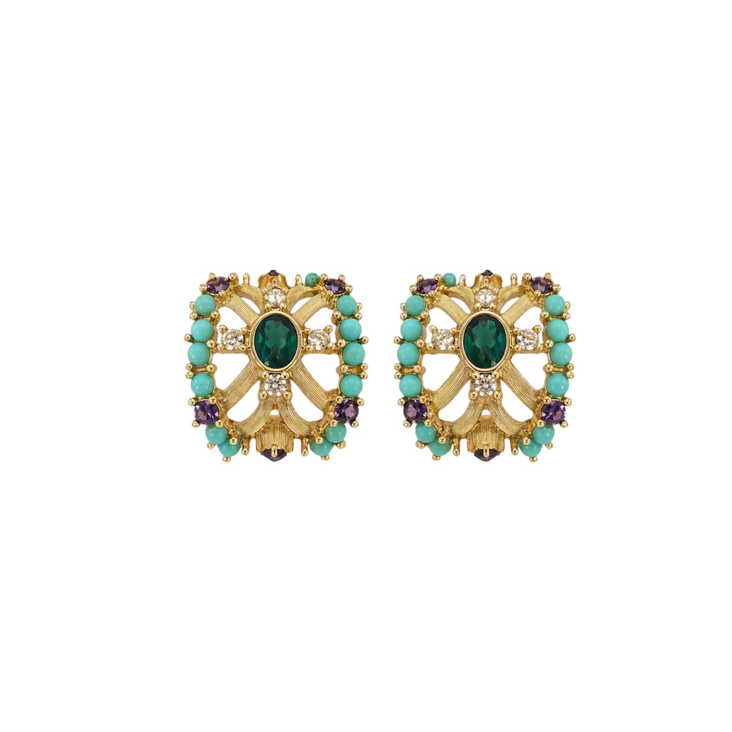 Roxanne Assoulin Gold Tone Multi-Stone Statement Clip-On Earrings