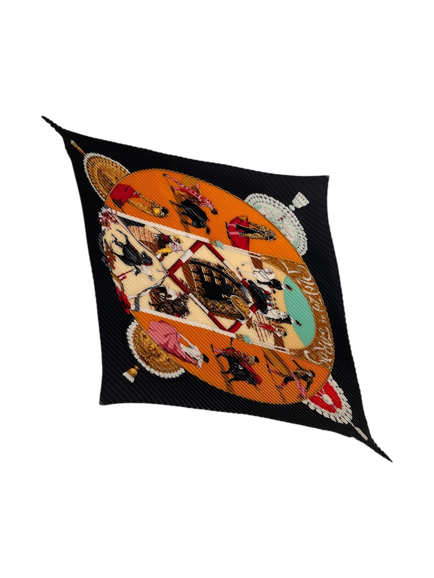 Hermes "Plaza De Toros" Plisse Silk Scarf By Hubert De Watrigant