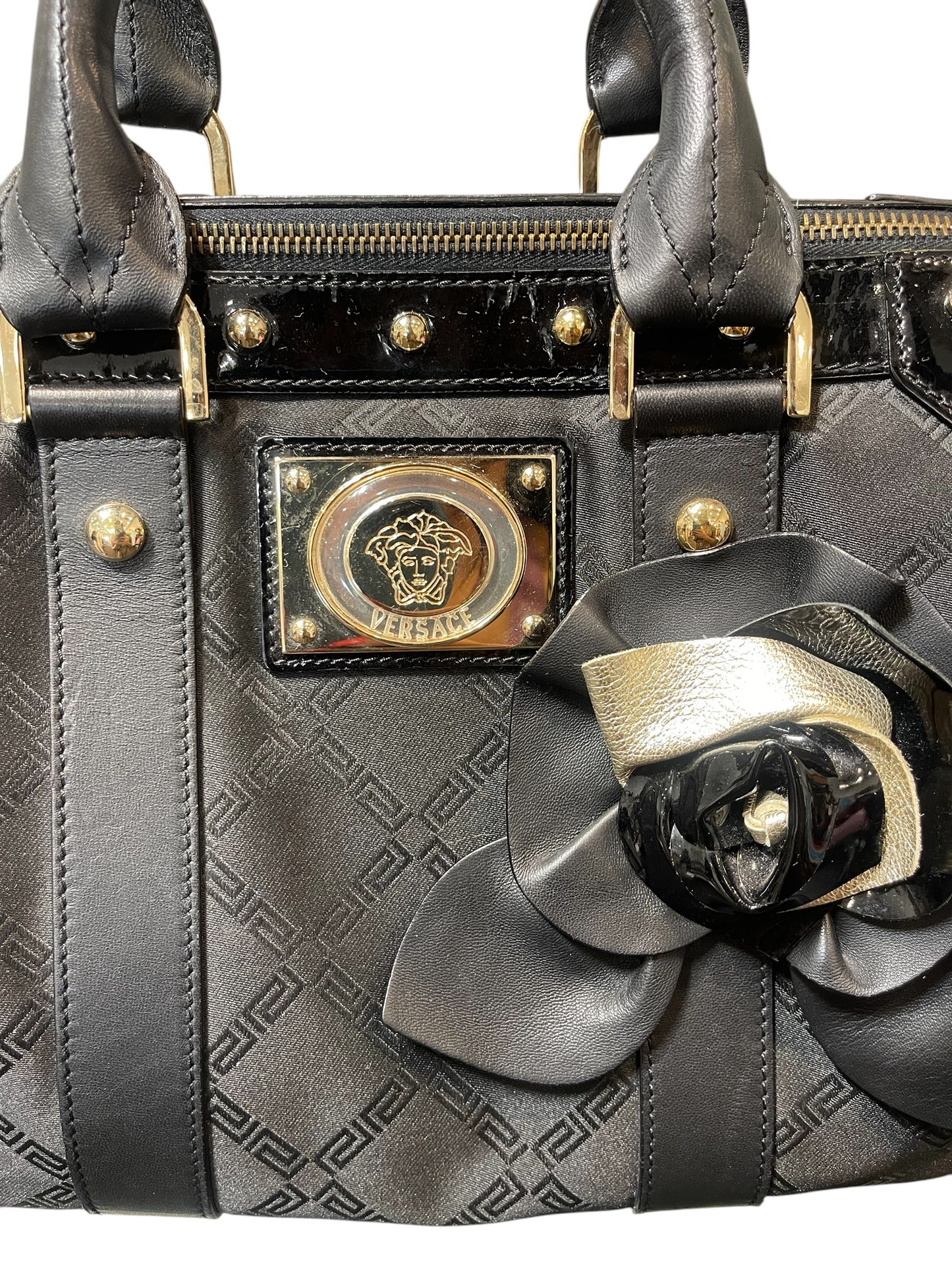 Versace Black/Gold Studs Doctor Handbag