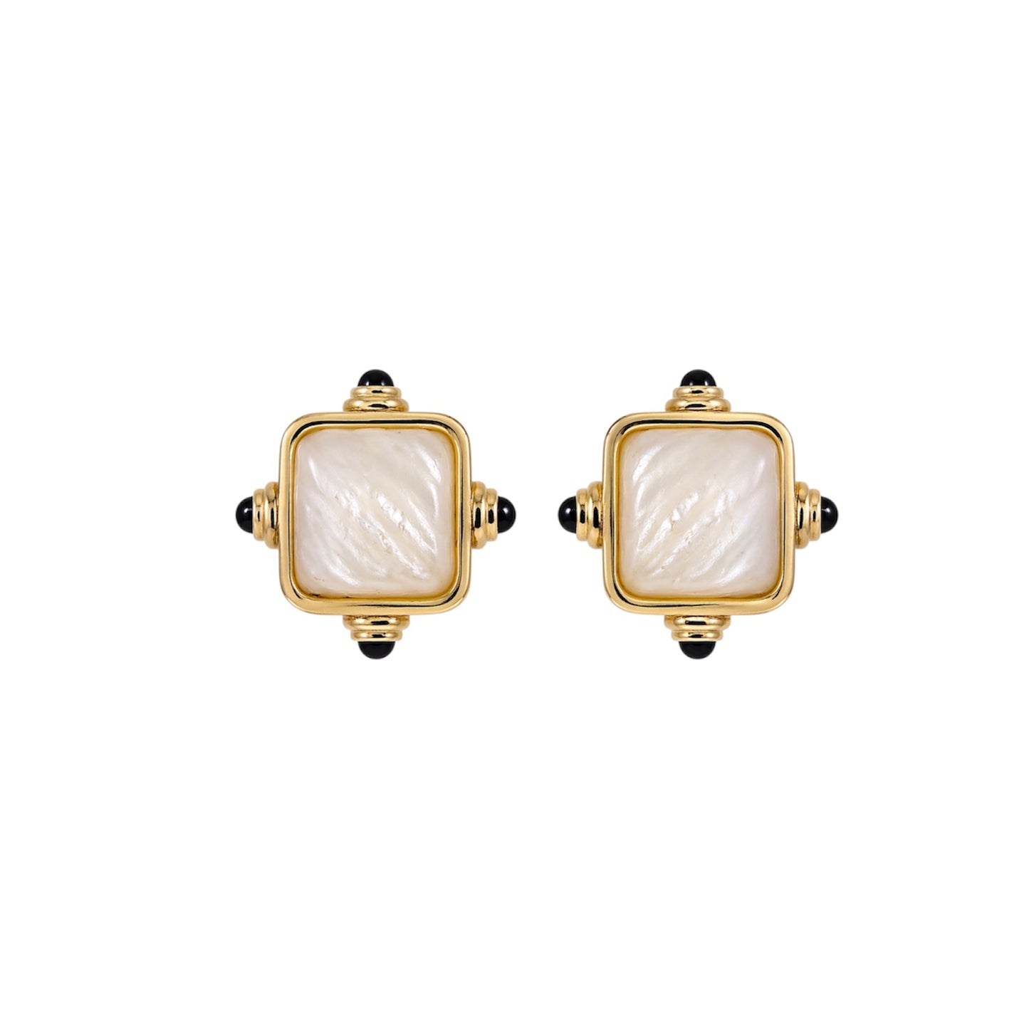François Renaud Gold Tone Mother Of Pearl Clip-On Earrings