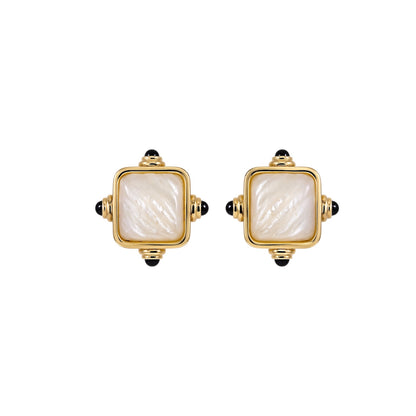 François Renaud Gold Tone Mother Of Pearl Clip-On Earrings