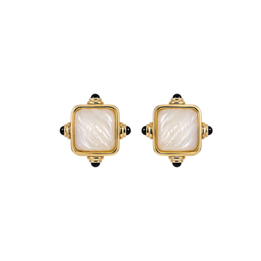 François Renaud Gold Tone Mother Of Pearl Clip-On Earrings