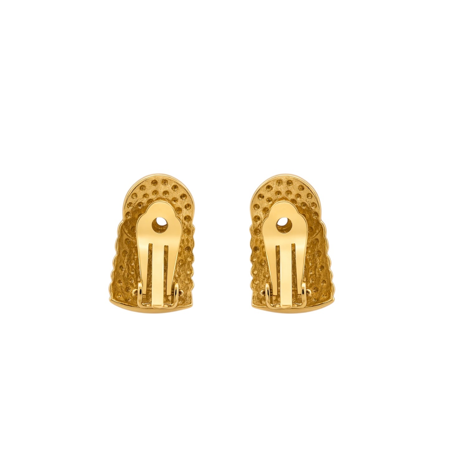 François Renaud Gold Tone Cabochon Statement Clip-On Earrings