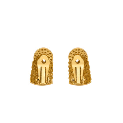 François Renaud Gold Tone Cabochon Statement Clip-On Earrings