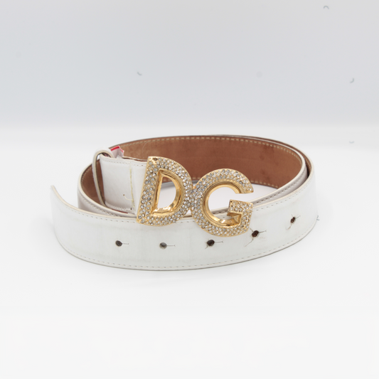 Dolce & Gabbana White Leather Belt