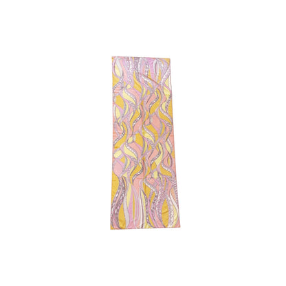 Emilio Pucci Silk Pink Yellow Abstract Ribbon Print Scarf