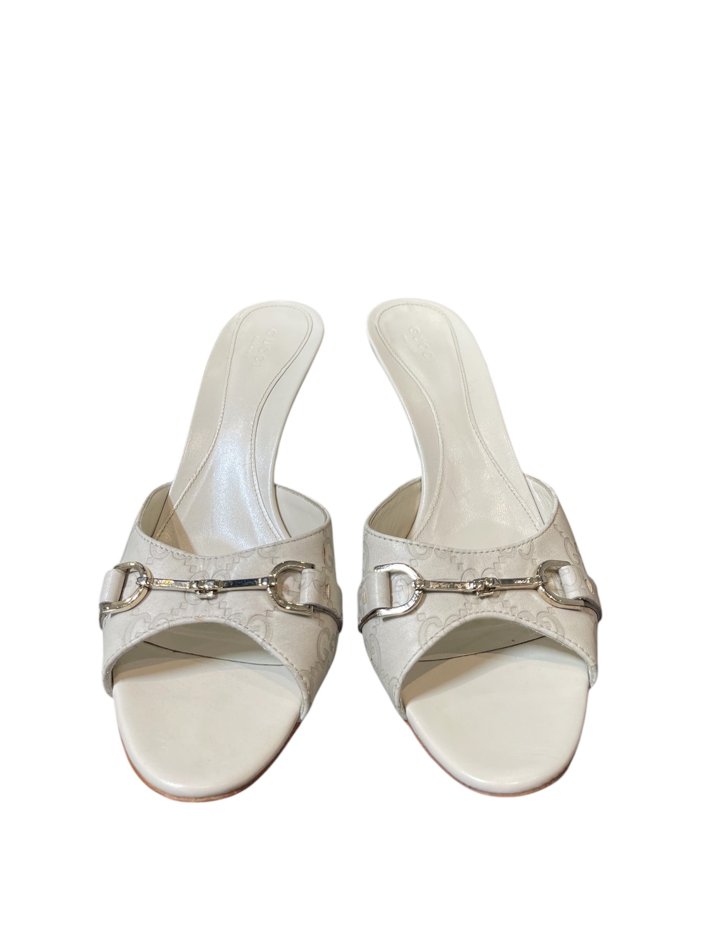 Dior White Leather Monogram Horsebit