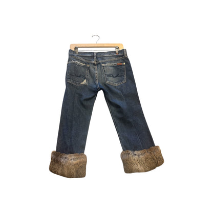 7 For All Mankind Blue Fur Hem Jeans