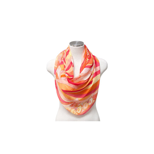 Emilio Pucci Abstract Silk Pink Orange Multicolor Scarf