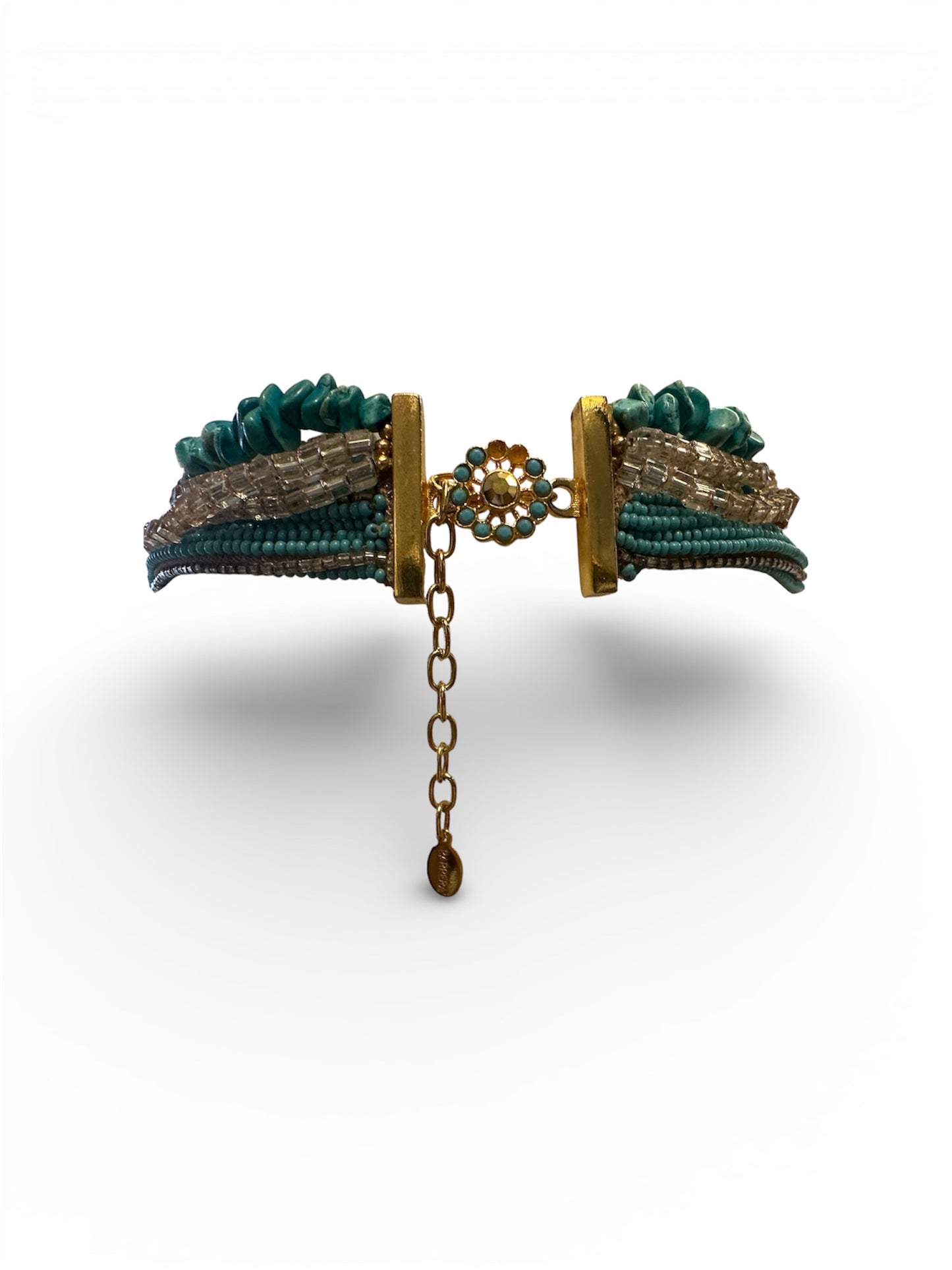 José & María Barrera Turquoise Stone Bib Necklace