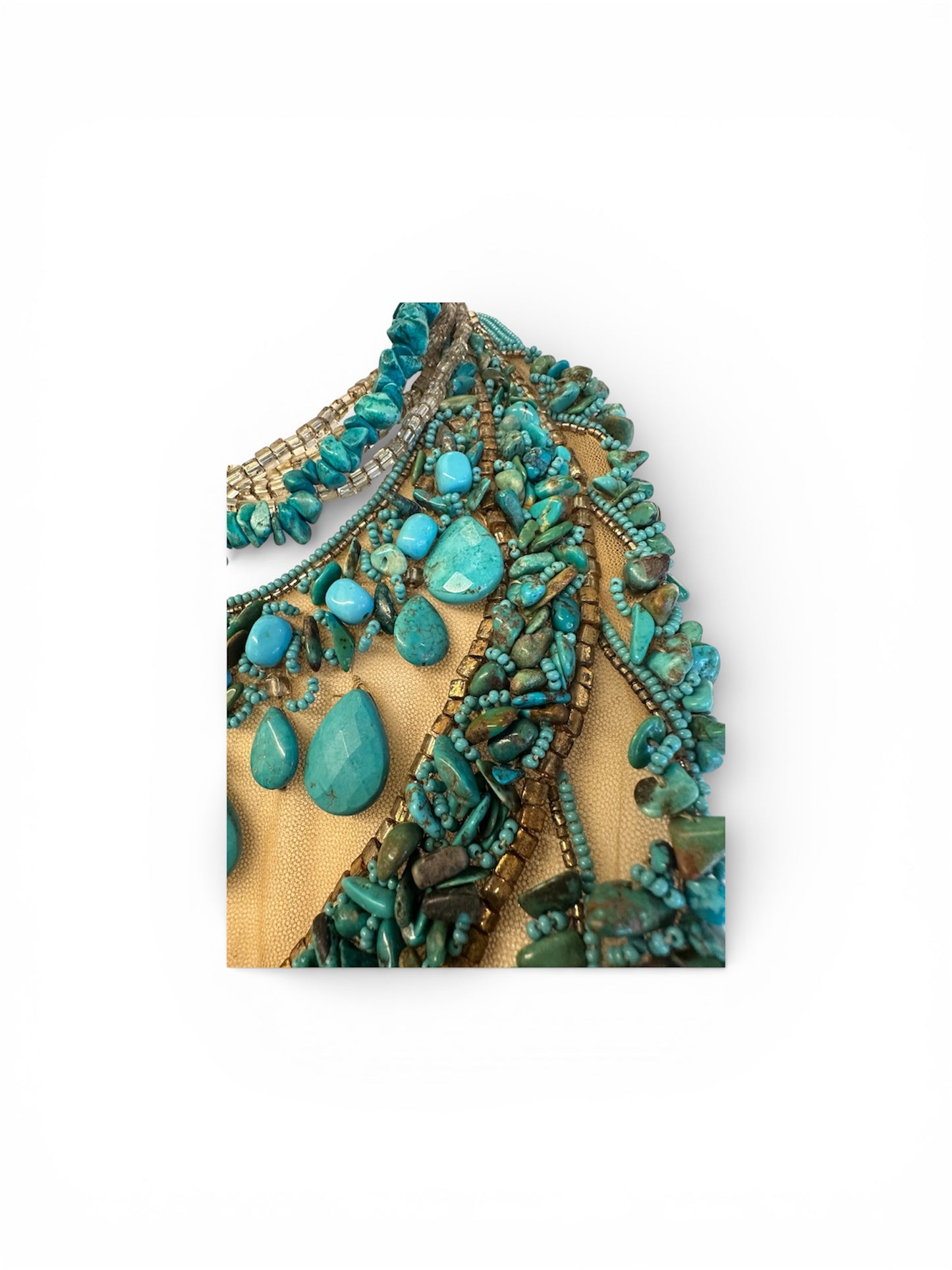 José & María Barrera Turquoise Stone Bib Necklace