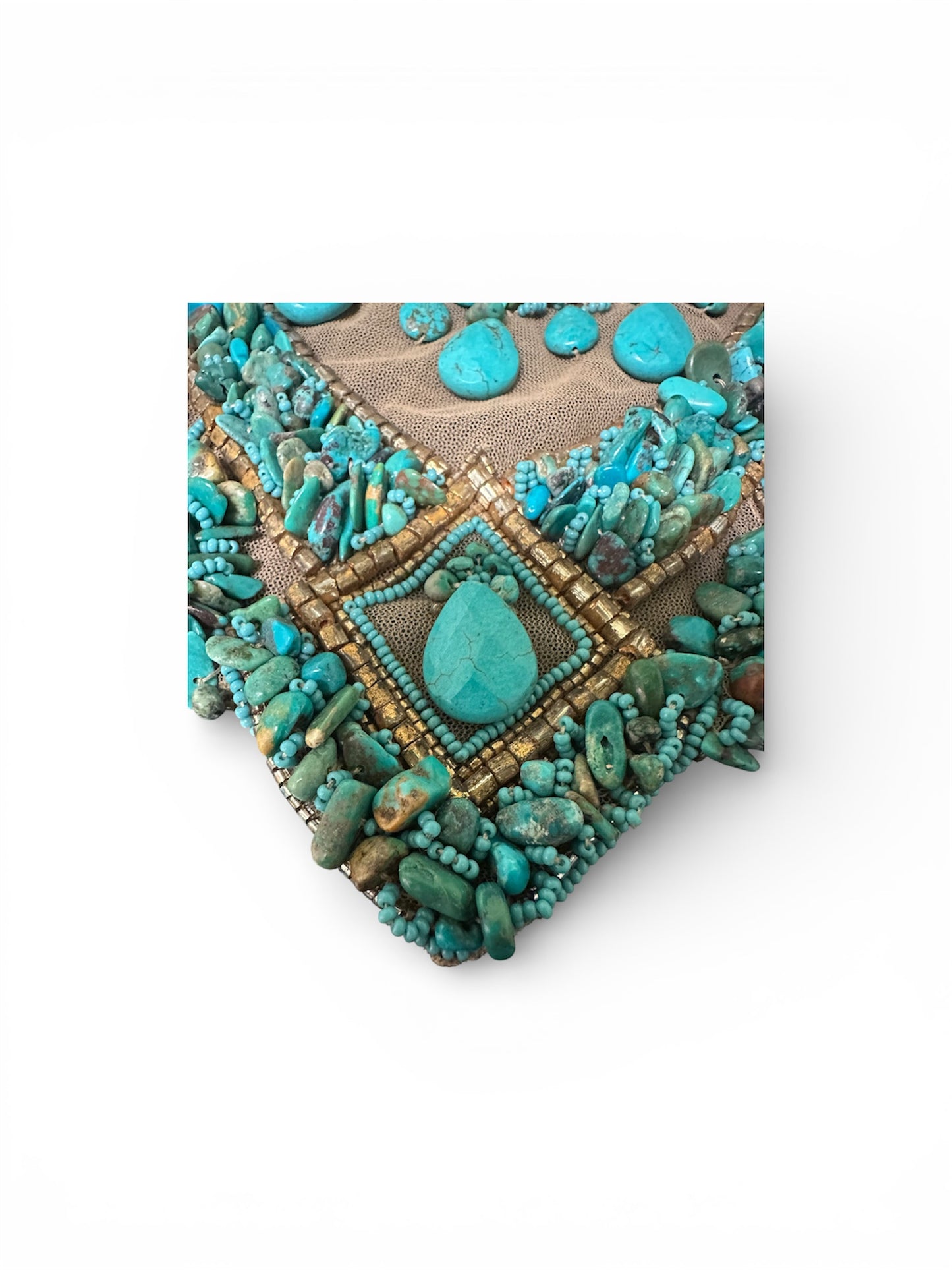 José & María Barrera Turquoise Stone Bib Necklace