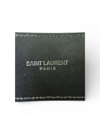 Saint Laurent With Bold Signature Silver Clasp Cuff Bracelet