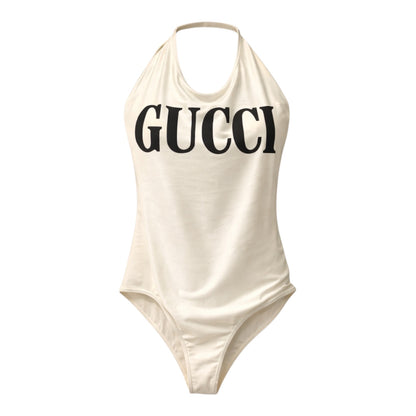 Gucci Logo White One Piece Swimsuit. Size S
