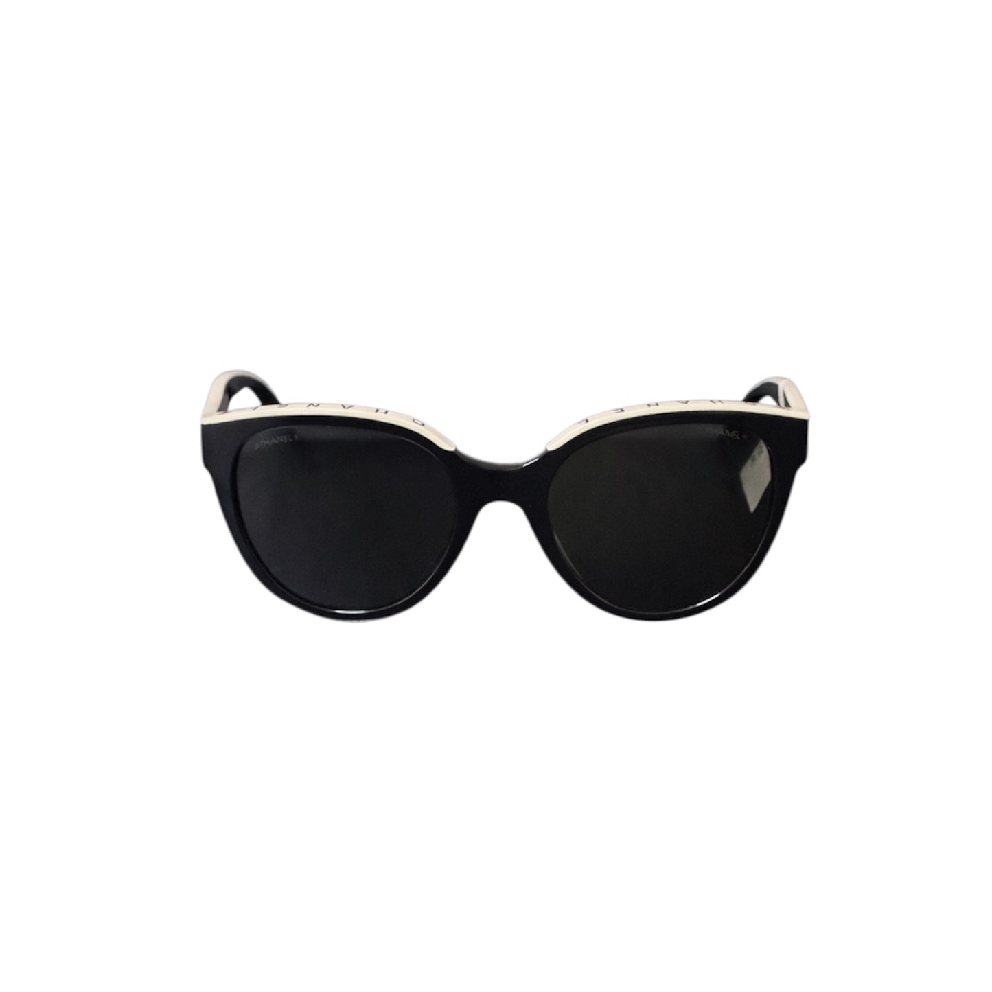 Chanel Cat Eye With Black Frame And Ivory Trim Accents Sunglasses