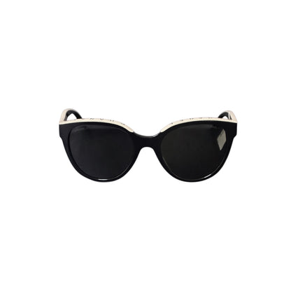Chanel Cat Eye With Black Frame And Ivory Trim Accents Sunglasses