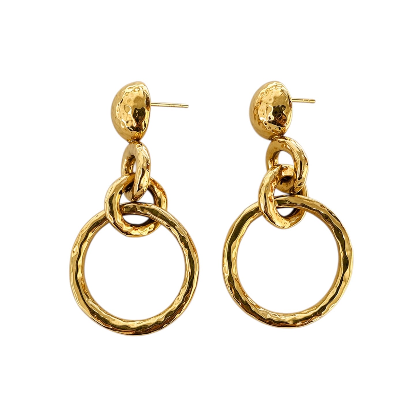 Ippolita 18K Gold Hammered Link Drop Earrings