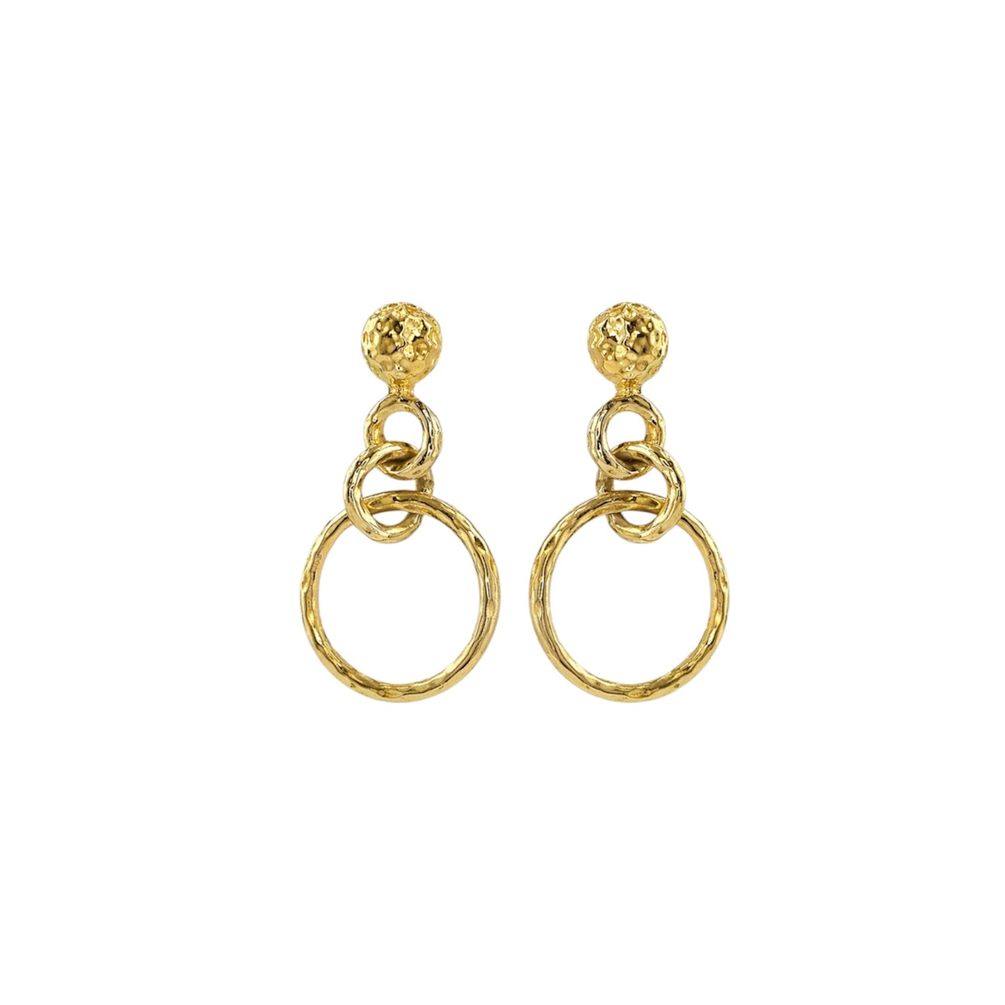 Ippolita 18K Gold Hammered Link Drop Earrings