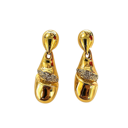 Alexis Bittar Sculptural Gold Tone Drop Earrings With Crystal Accent