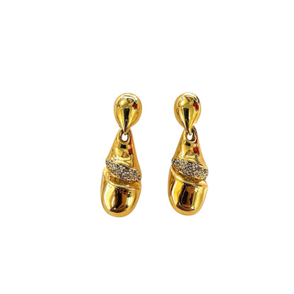 Alexis Bittar Sculptural Gold Tone Drop Earrings With Crystal Accent