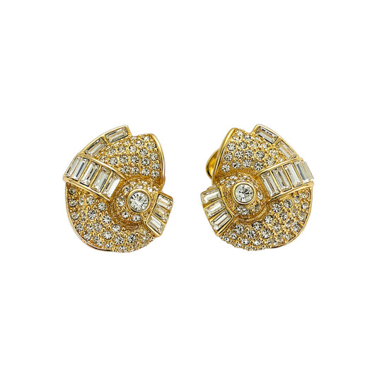 Vintage Gold Tone Crystal Clip-On Earrings