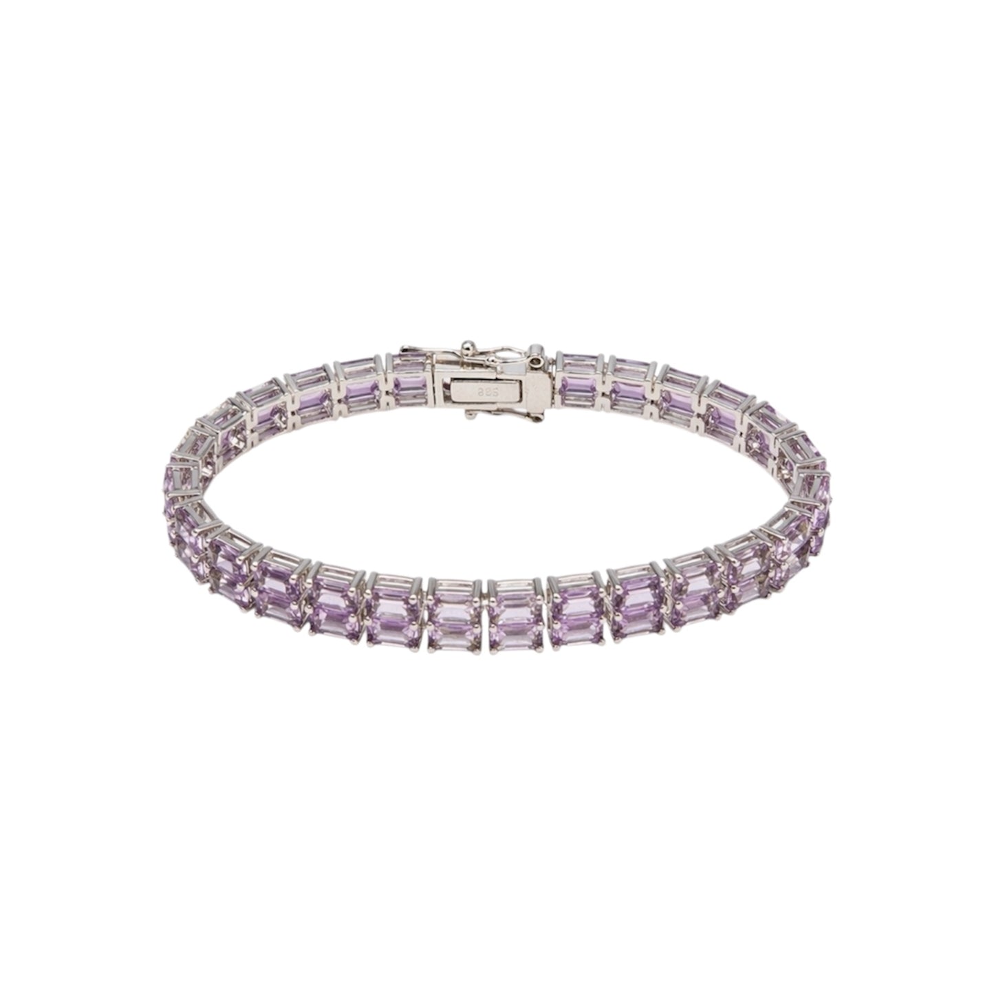 Amethyst Baguette Cut Sterling Silver Tennis Bracelet