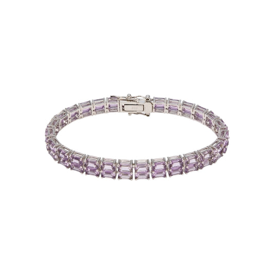 Amethyst Baguette Cut Sterling Silver Tennis Bracelet