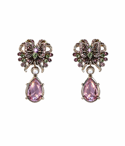 Jose And Maria Barrera Crystal Bow Pearl Drop Clip-On Earrings