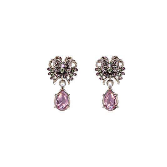 Jose And Maria Barrera Crystal Bow Pearl Drop Clip-On Earrings