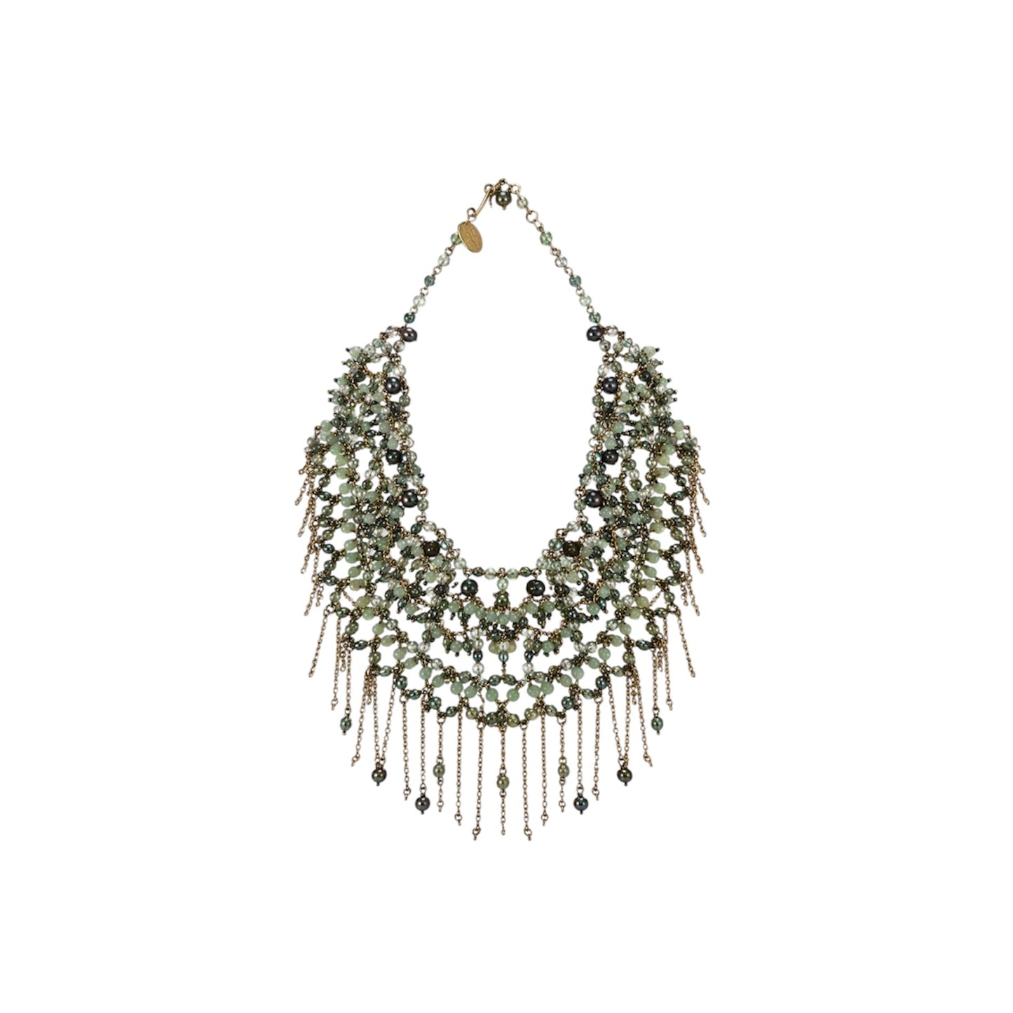 Erickson Beamon Multi Strand Crystal Beaded Fringe Statement Necklace